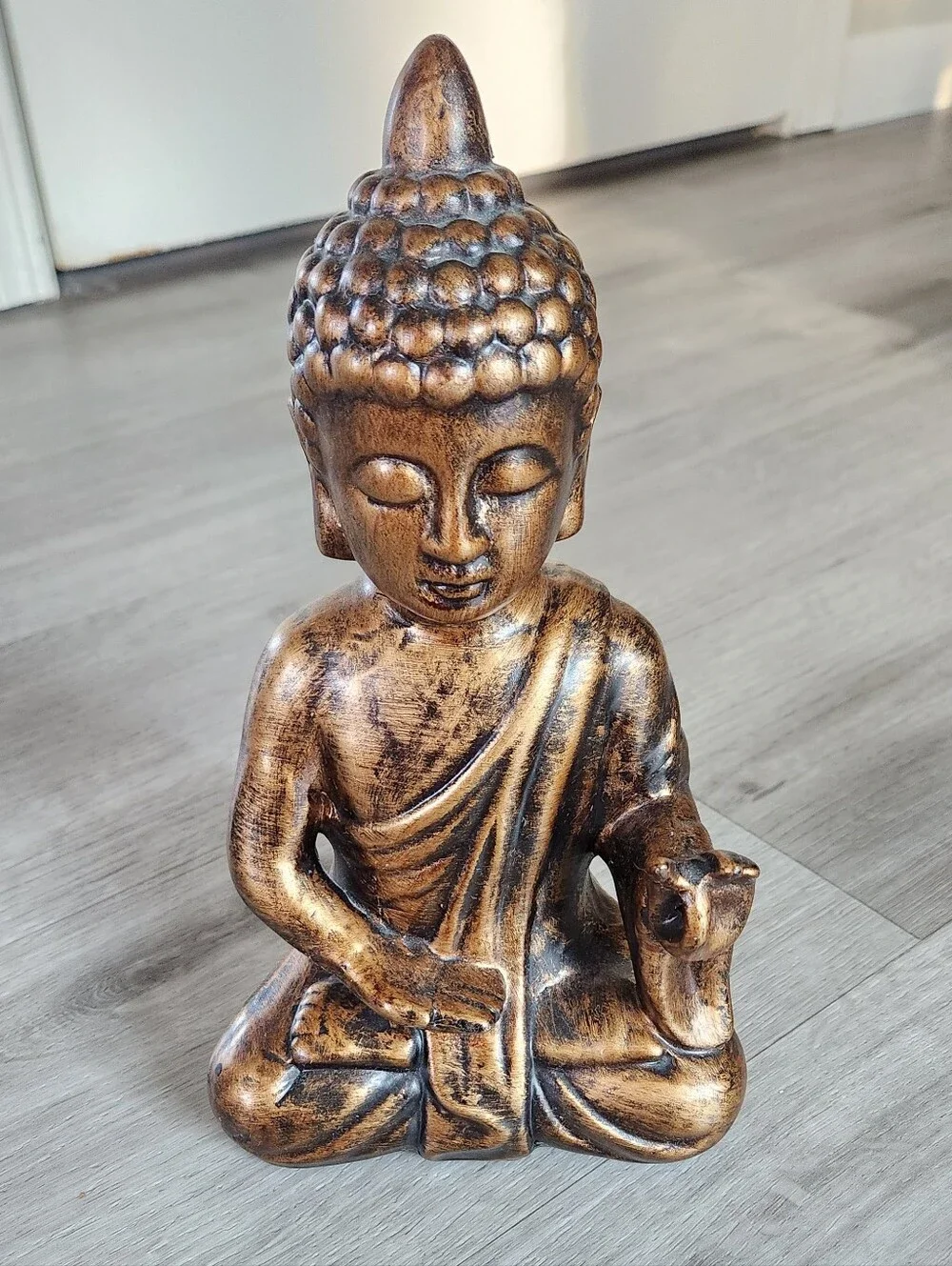 Vintage 2001  Pier 1 Bronze Buddha Shuni Mudra Figurine NWT